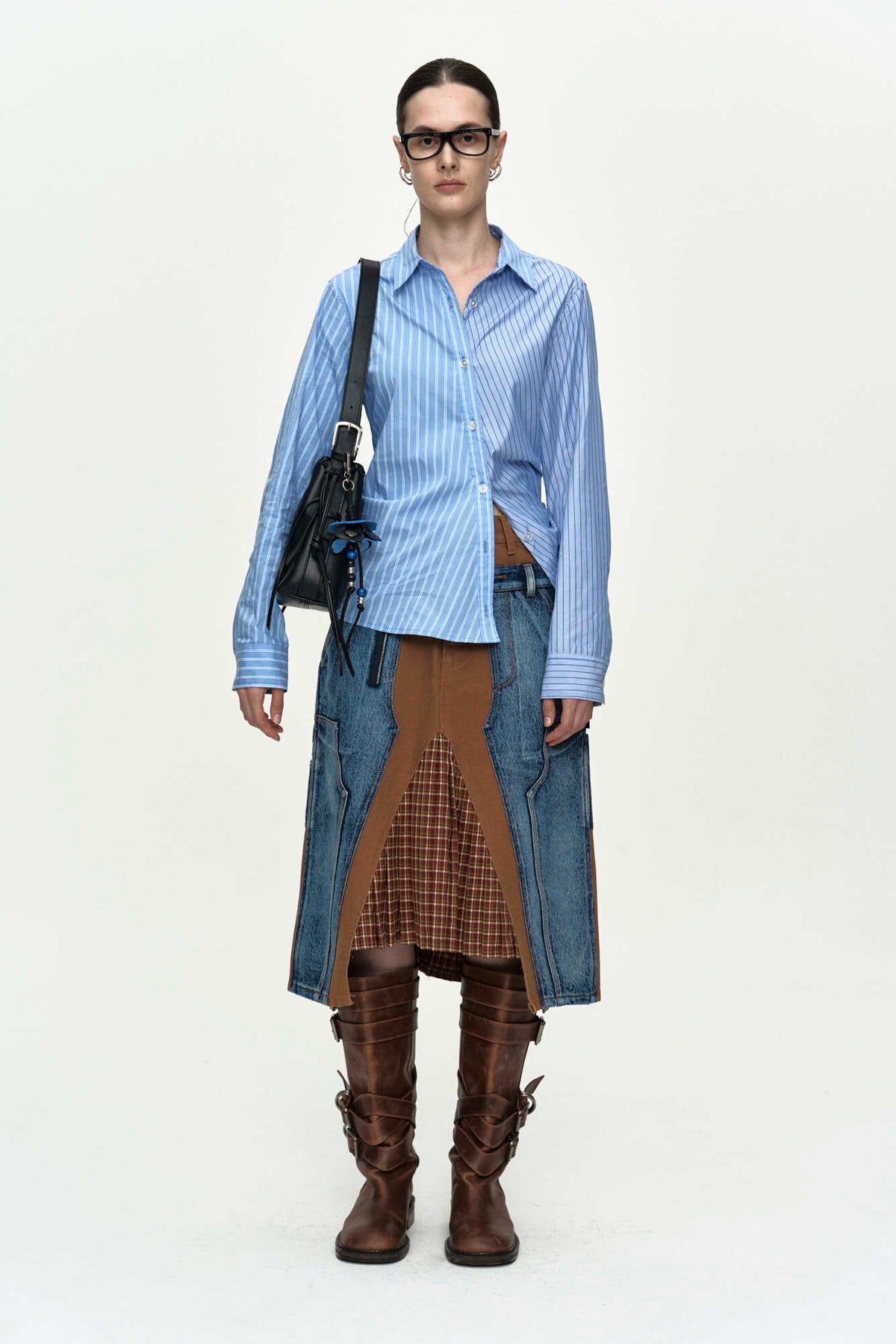 Andersson Bell Carpenter Deconstructed Pleats Skirt Brown)