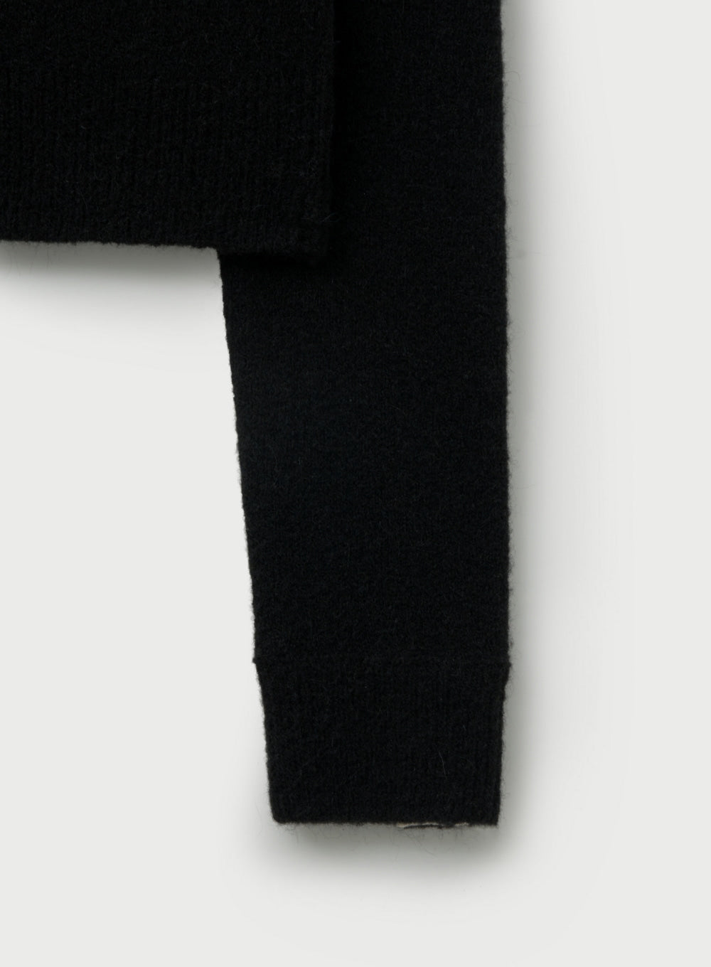 [satur] (W) Loren Wool Blend Crew Neck Knit Cardigan - Black