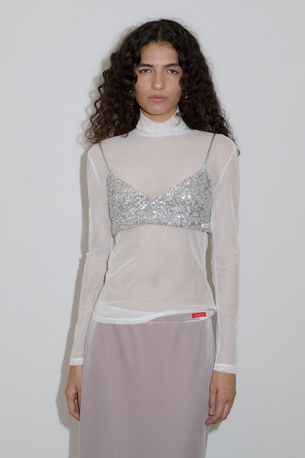 Overdueflair Spangle Bustier Top Silver