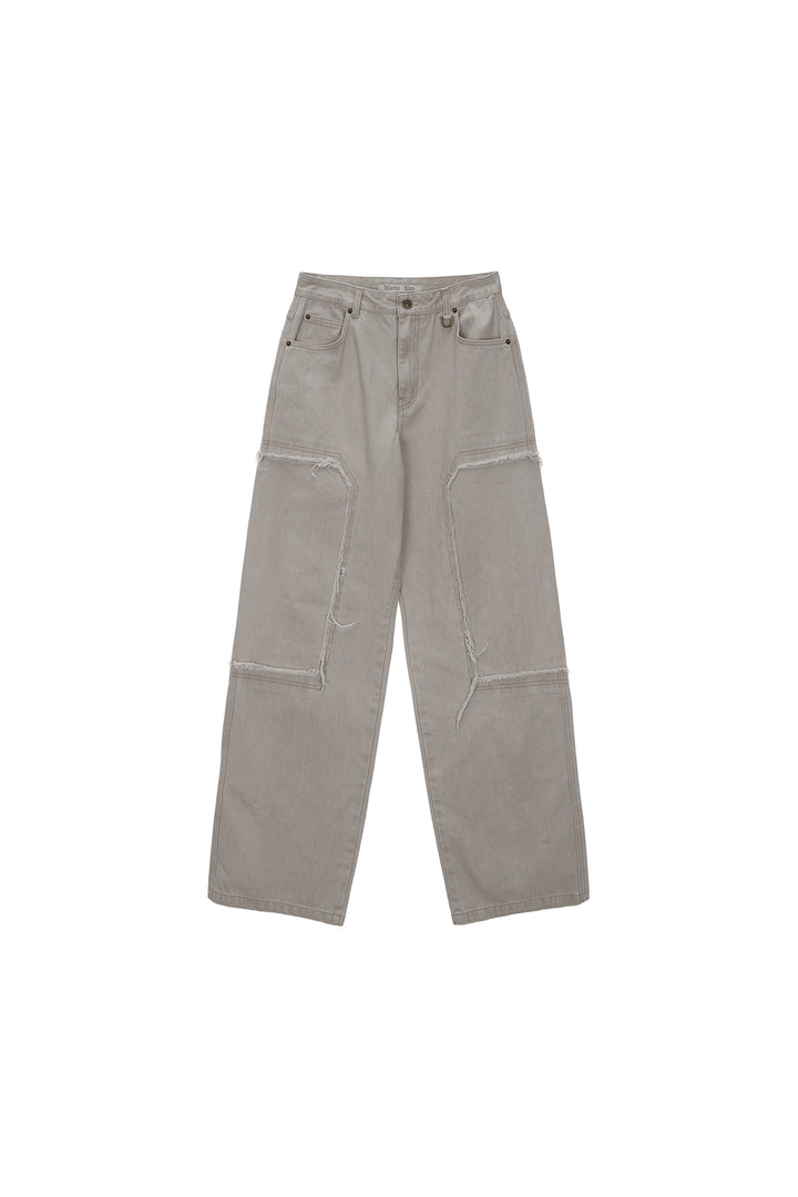 Matinkim Double Knee Cotton Denim Pants For Men IN Beige