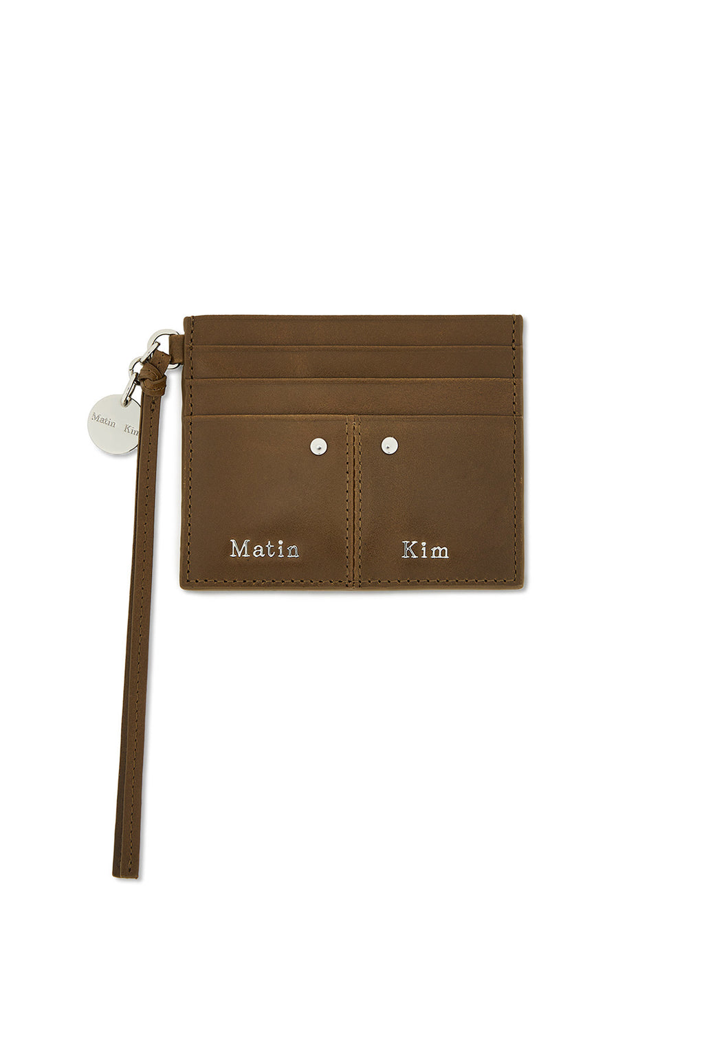 Matinkim Steel Logo Rivet Card Wallet IN Olive