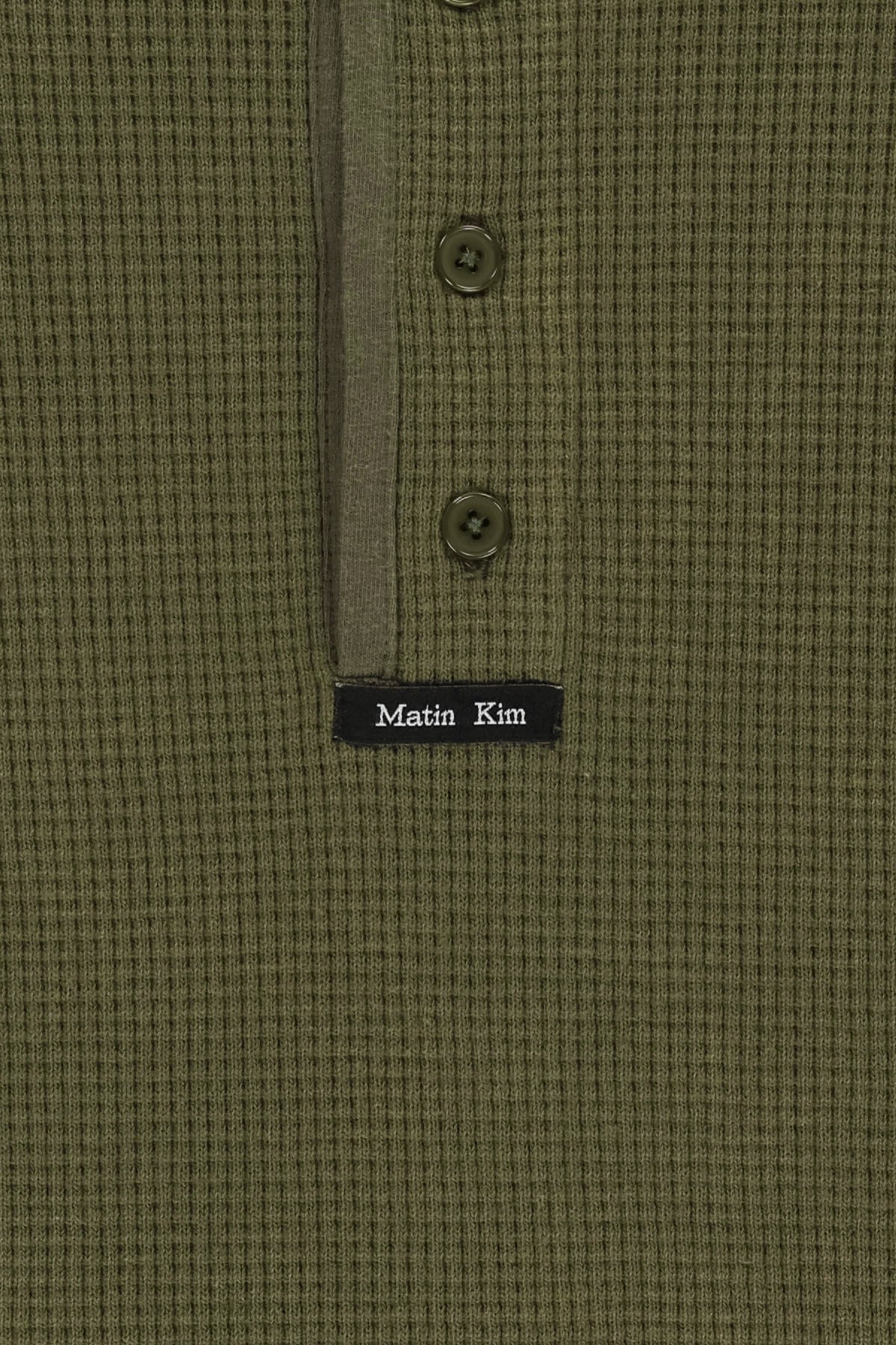 Matinkim Matin Washed Waffle Henley Neck Top For Men IN Khaki