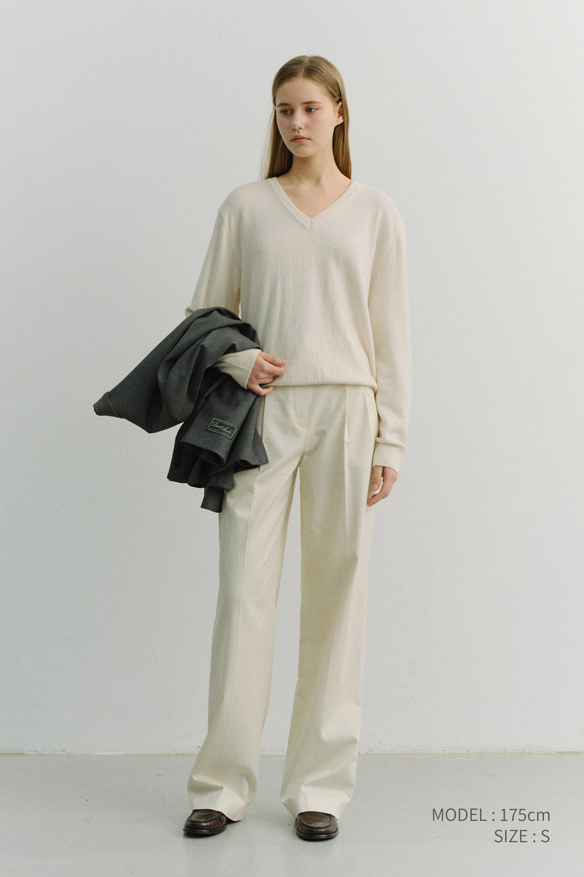 Dunst Double Pleated Chino Slacks Ivory