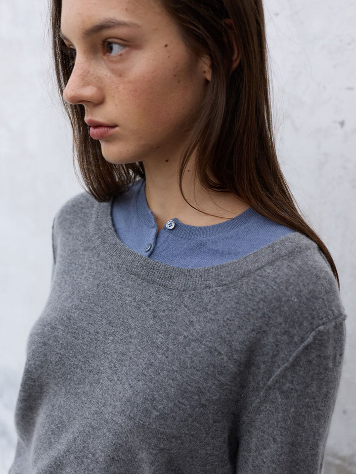 Raive Cashmere Blended Round neck Layered Knit
