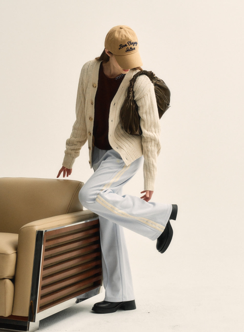 [satur] Bon Voyage 5 Panel Ball Cap - Beige