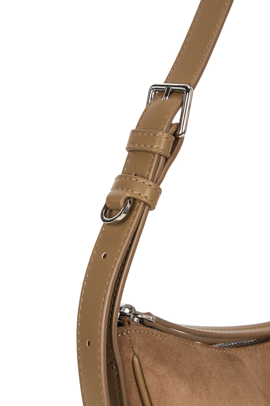 [matinkim] SUEDE MINI ARC HOBO BAG IN BEIGE