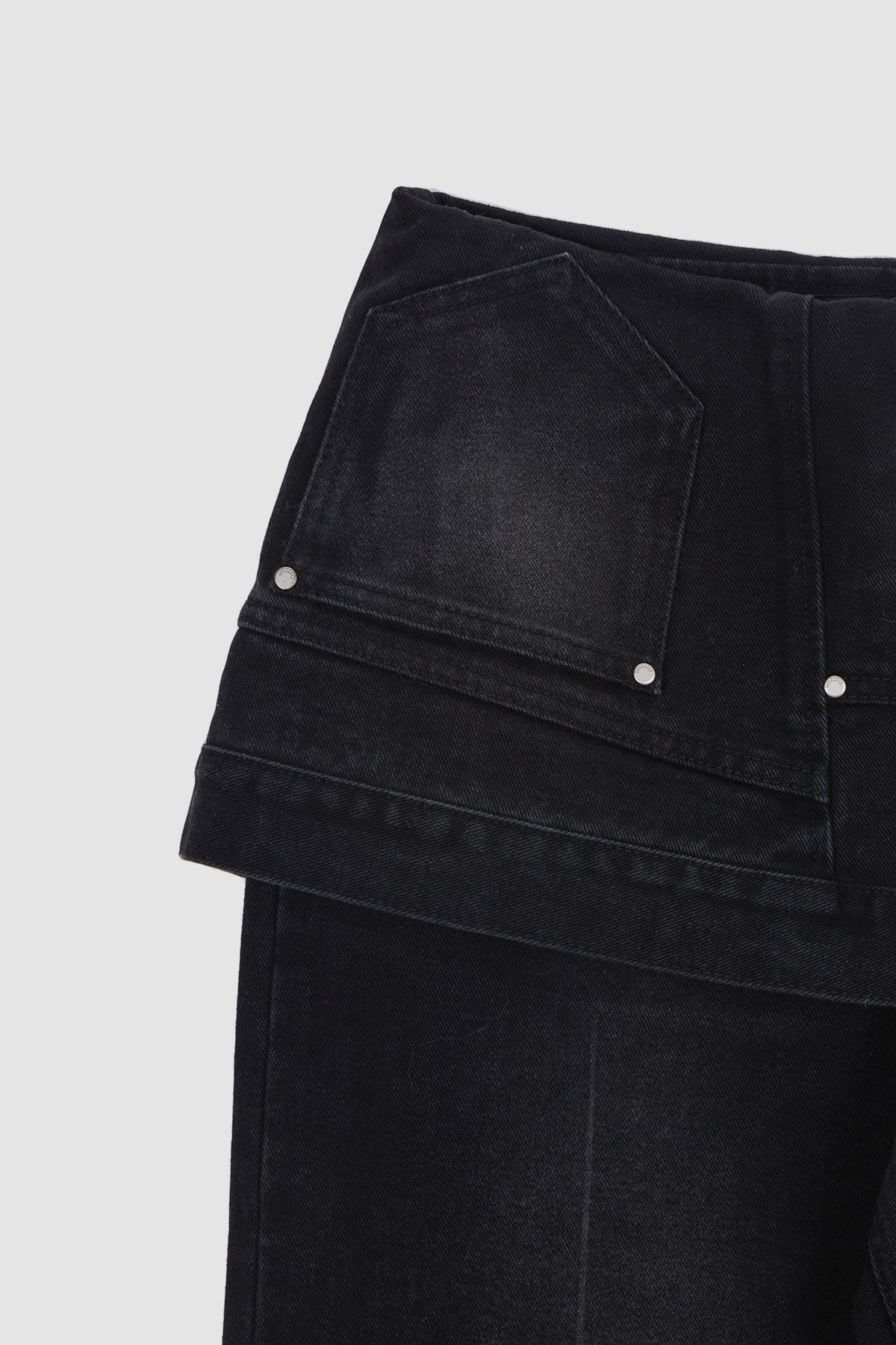 Matinkim Upside Down Layered Denim Pants IN Black