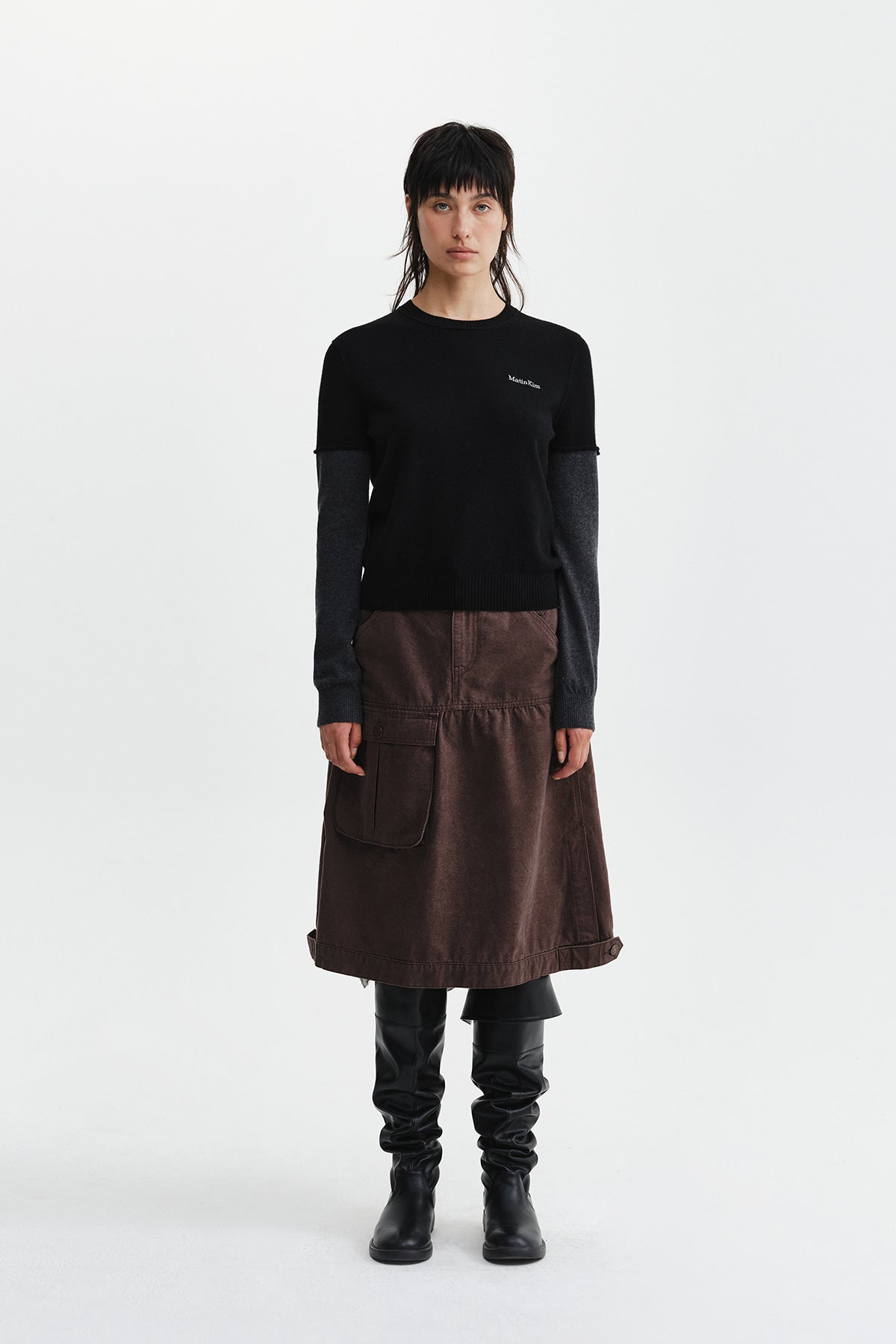 Matinkim Vintage Pocket Midi Skirt IN Brown