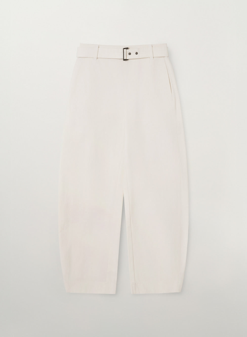 Satur Belted Cotton Barrel Fit Pants - Cream