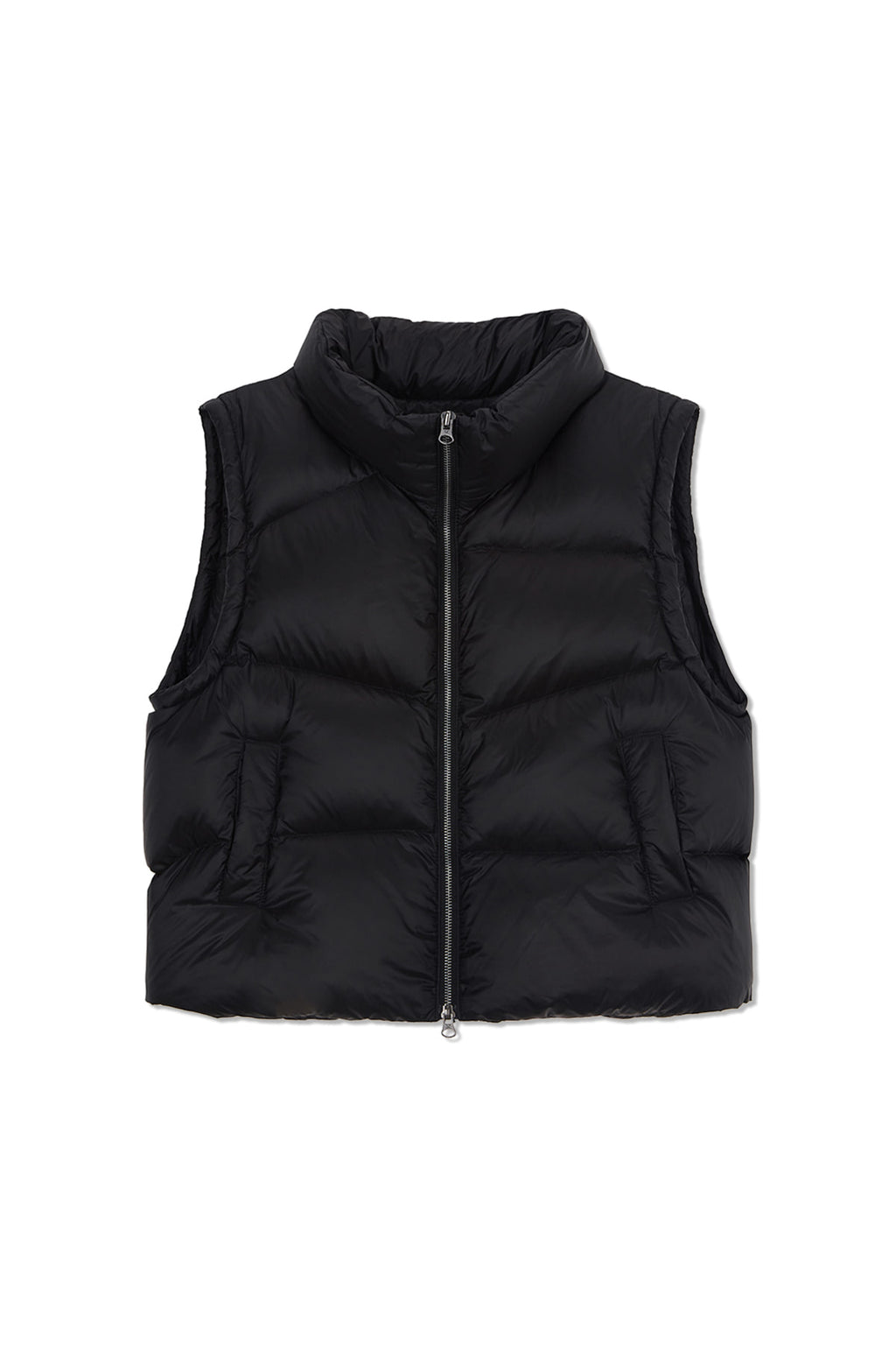 [matinkim] Unbalance Quilted Down Vest For Women IN Black