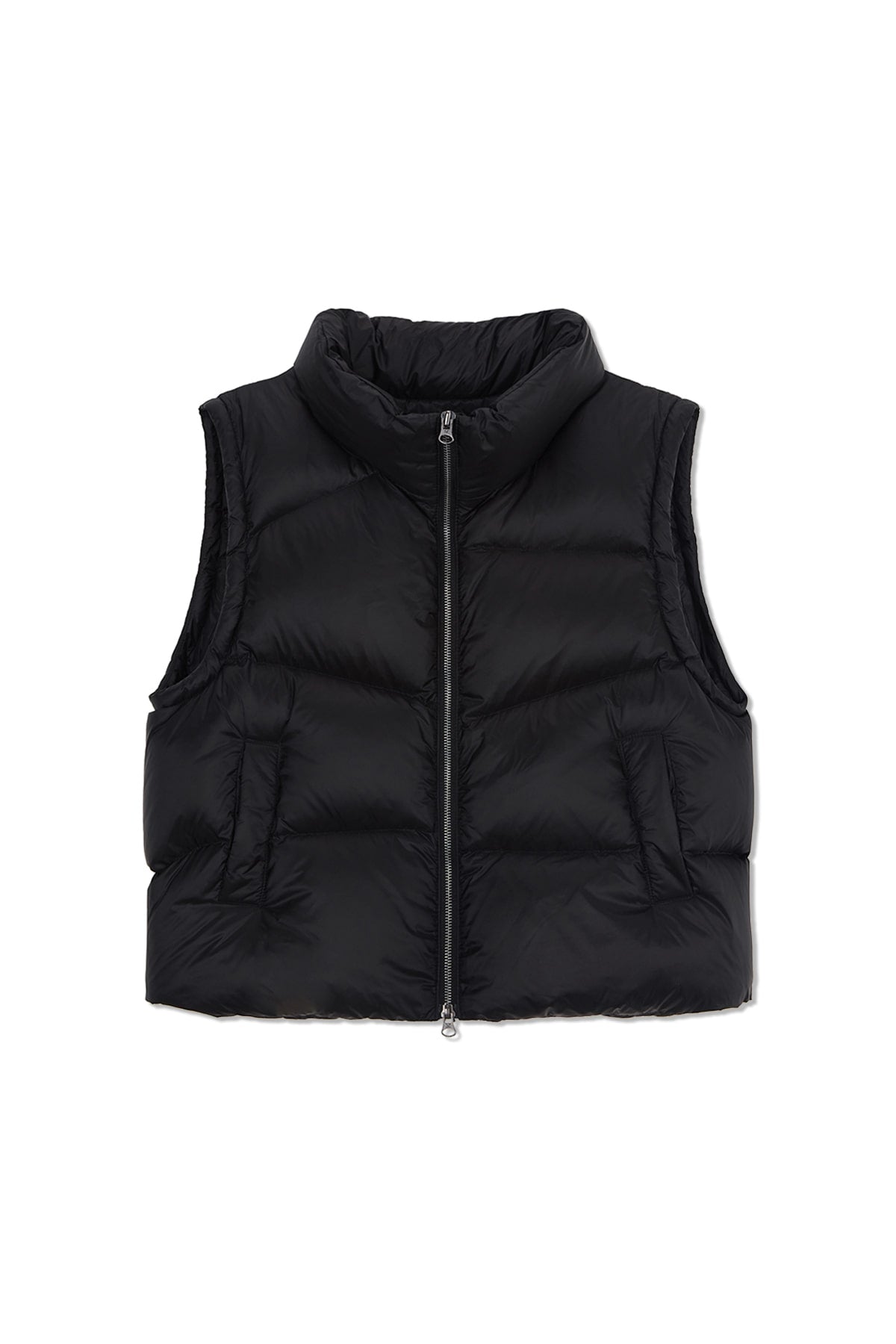 [matinkim] Unbalance Quilted Down Vest For Women IN Black