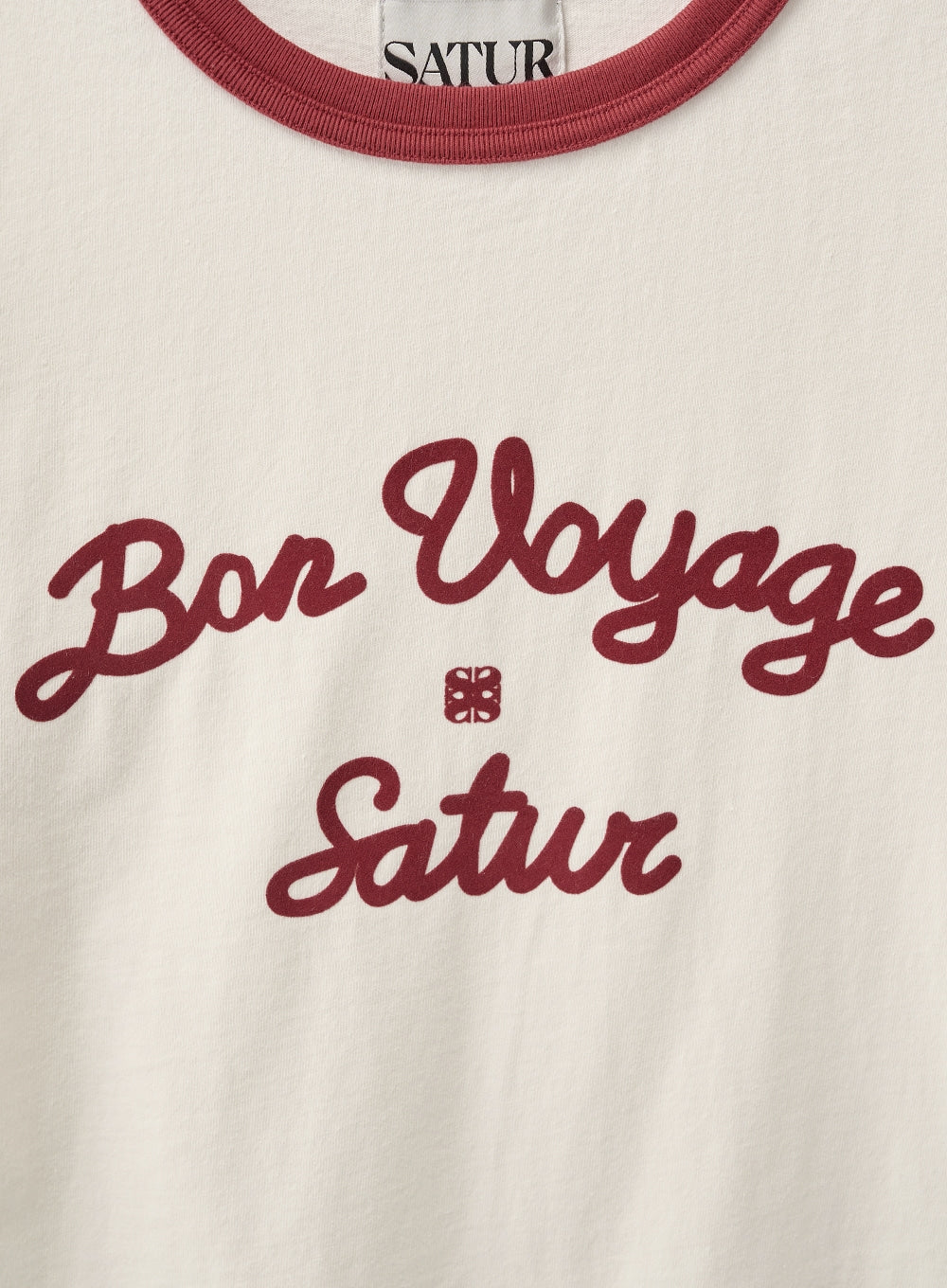 [satur] (W) Bon Voyage Ringer T-Shirt - Cream Burgundy