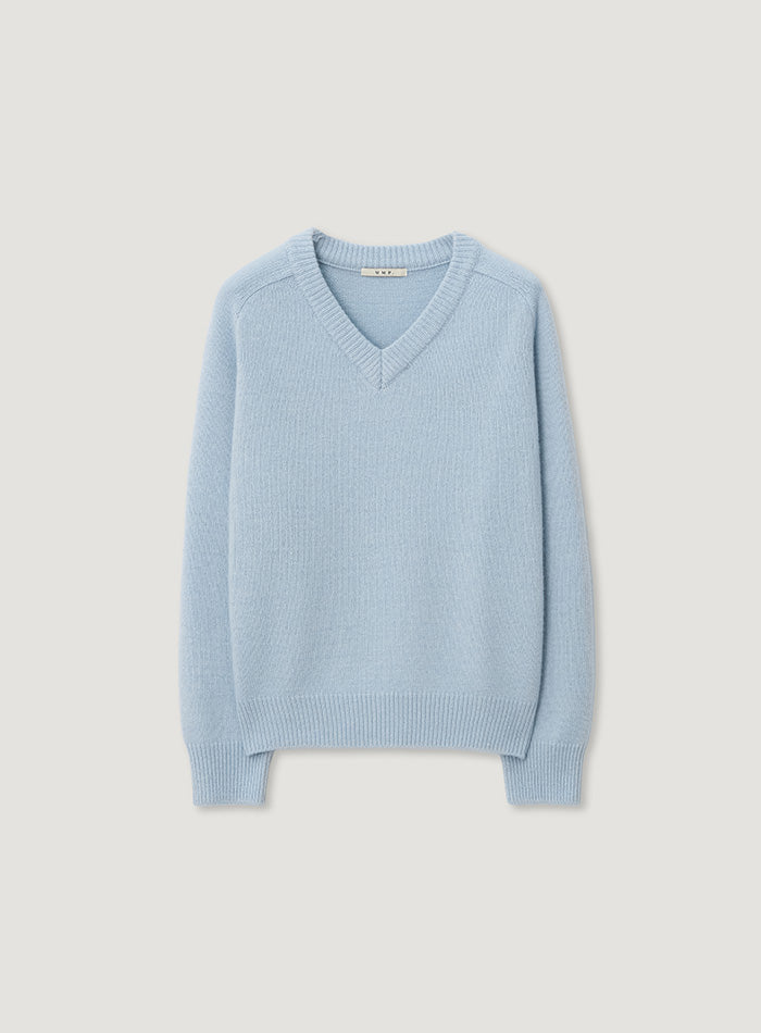 Mango Maniplease Mumu V Wool Knit Light Blue