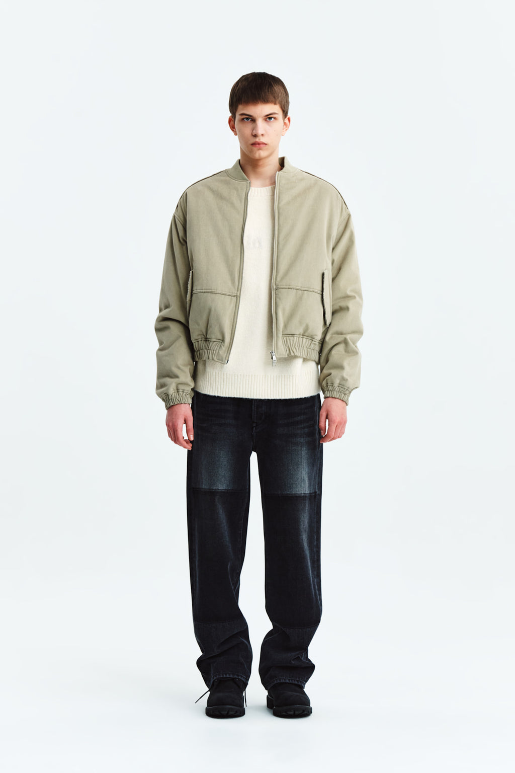 [matinkim] REVERSE WASHED DENIM PANTS FOR MEN IN BLACK