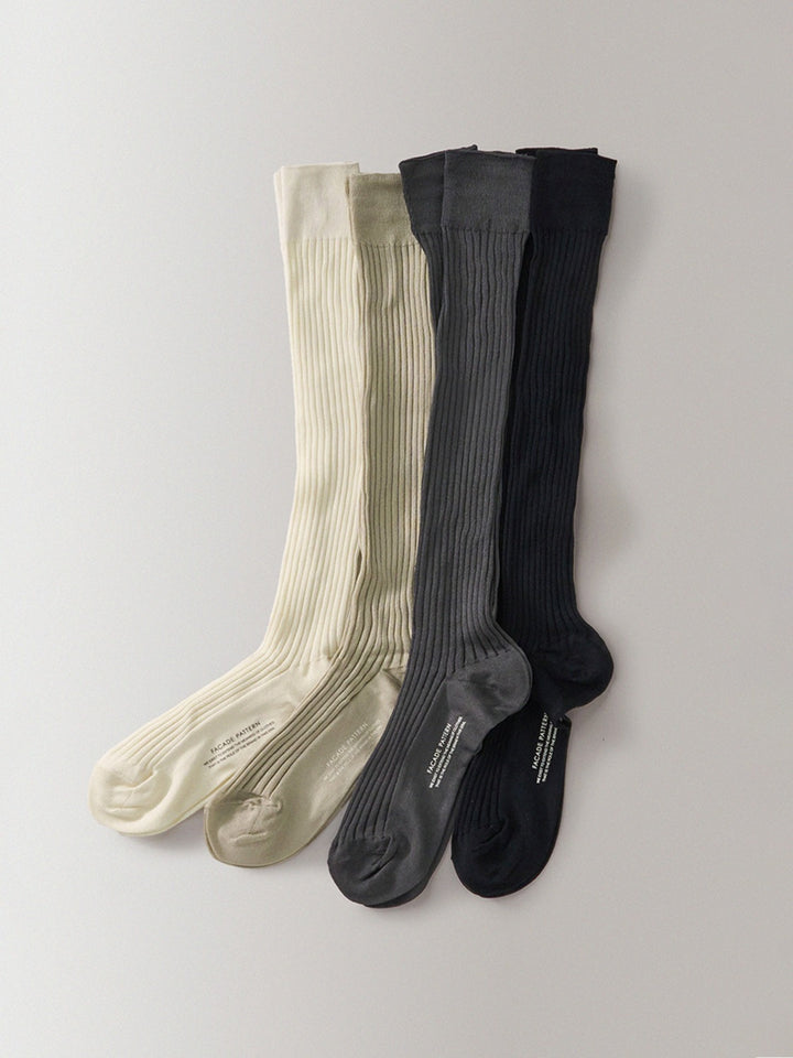 Facade Pattern Facade Silket Cotton Knee Socks