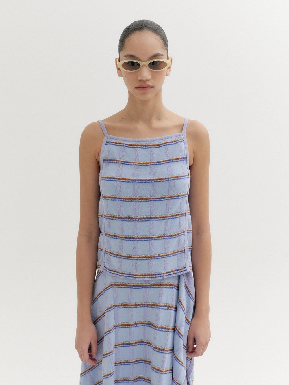 EENK Multi Stripe Knitwear Top - Sky Blue