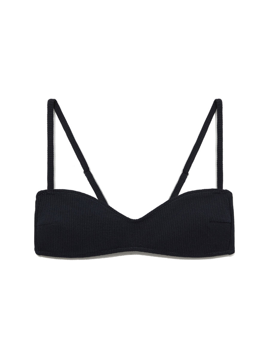 GLOWNY G Waffle Bikini Top (Navy)