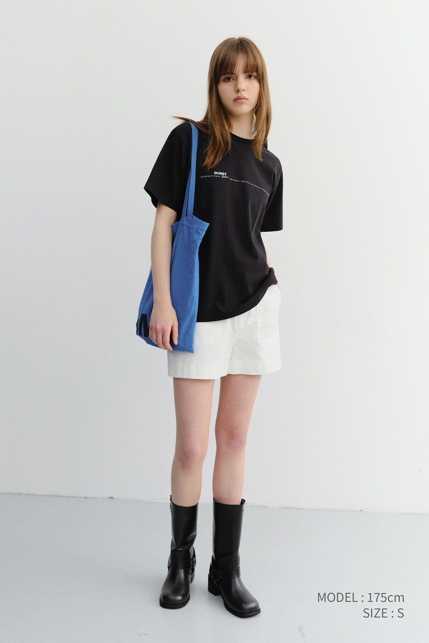Dunst Unisex Minimal Lettering T-Shirt Black