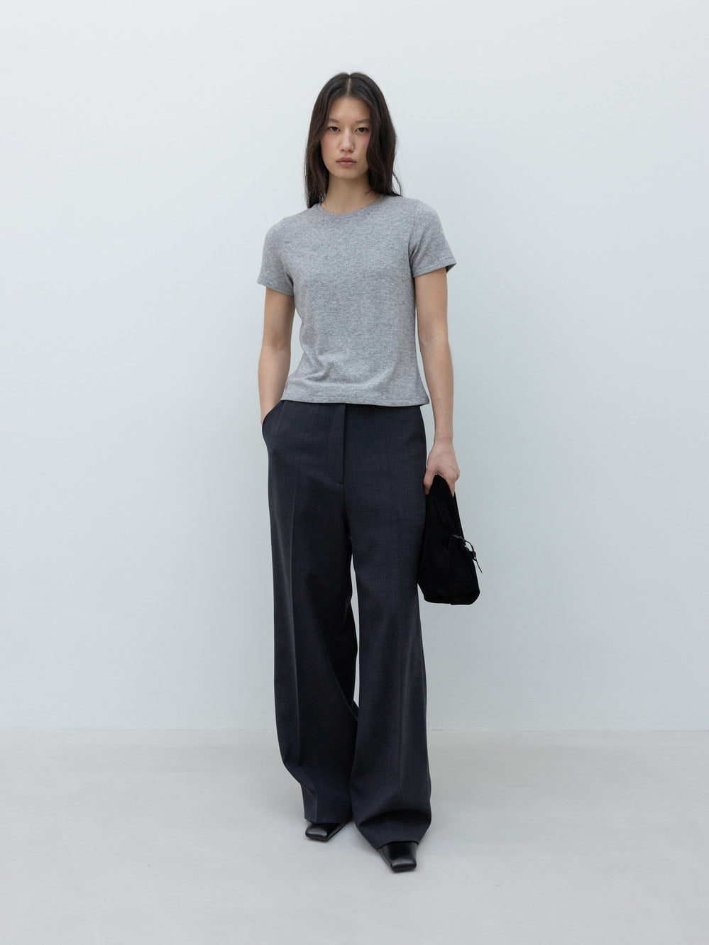 Low Classic Half Sleeve Wool Blend T-Shirts Grey - Low Classic