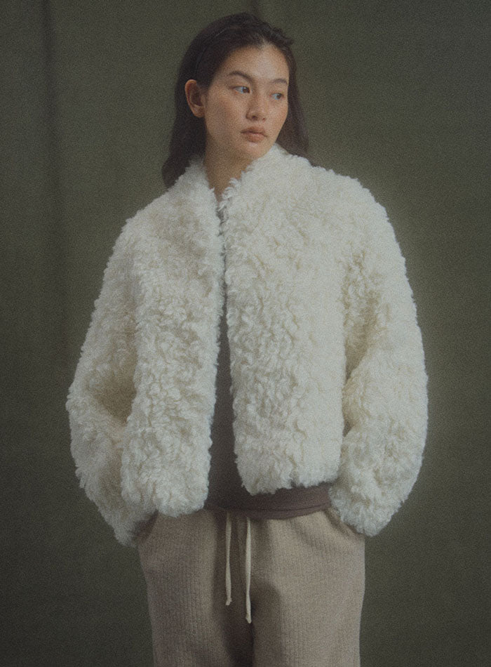 Mango Maniplease Charlee Fur Jacket Cream