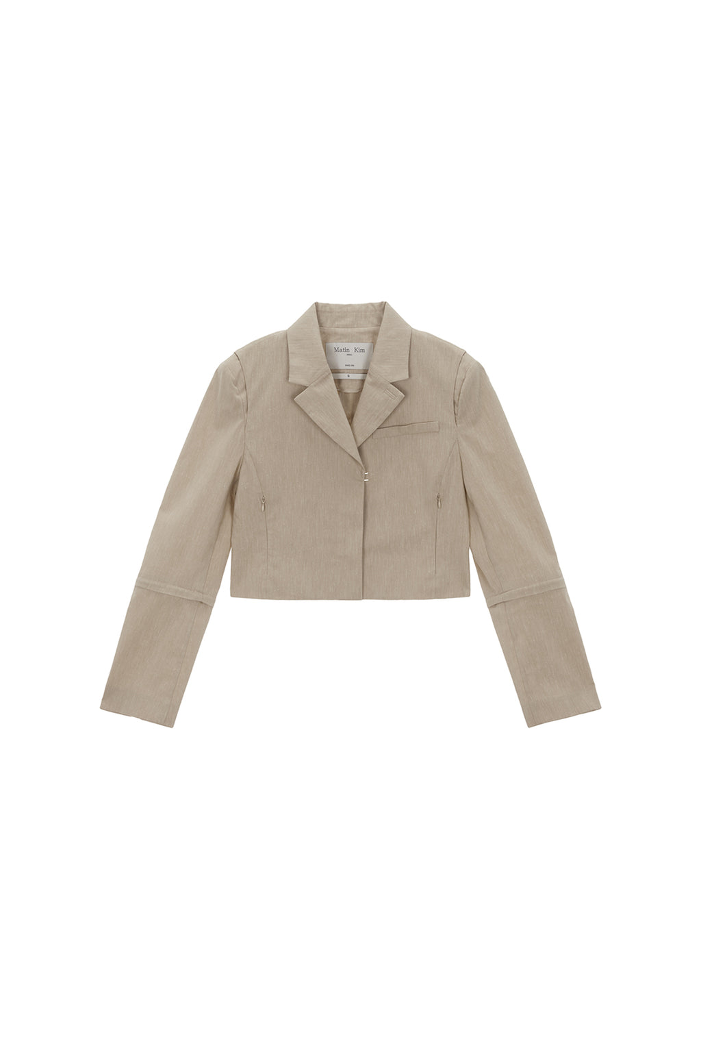 Matinkim Zipper Point Linen Crop Jacket IN Beige