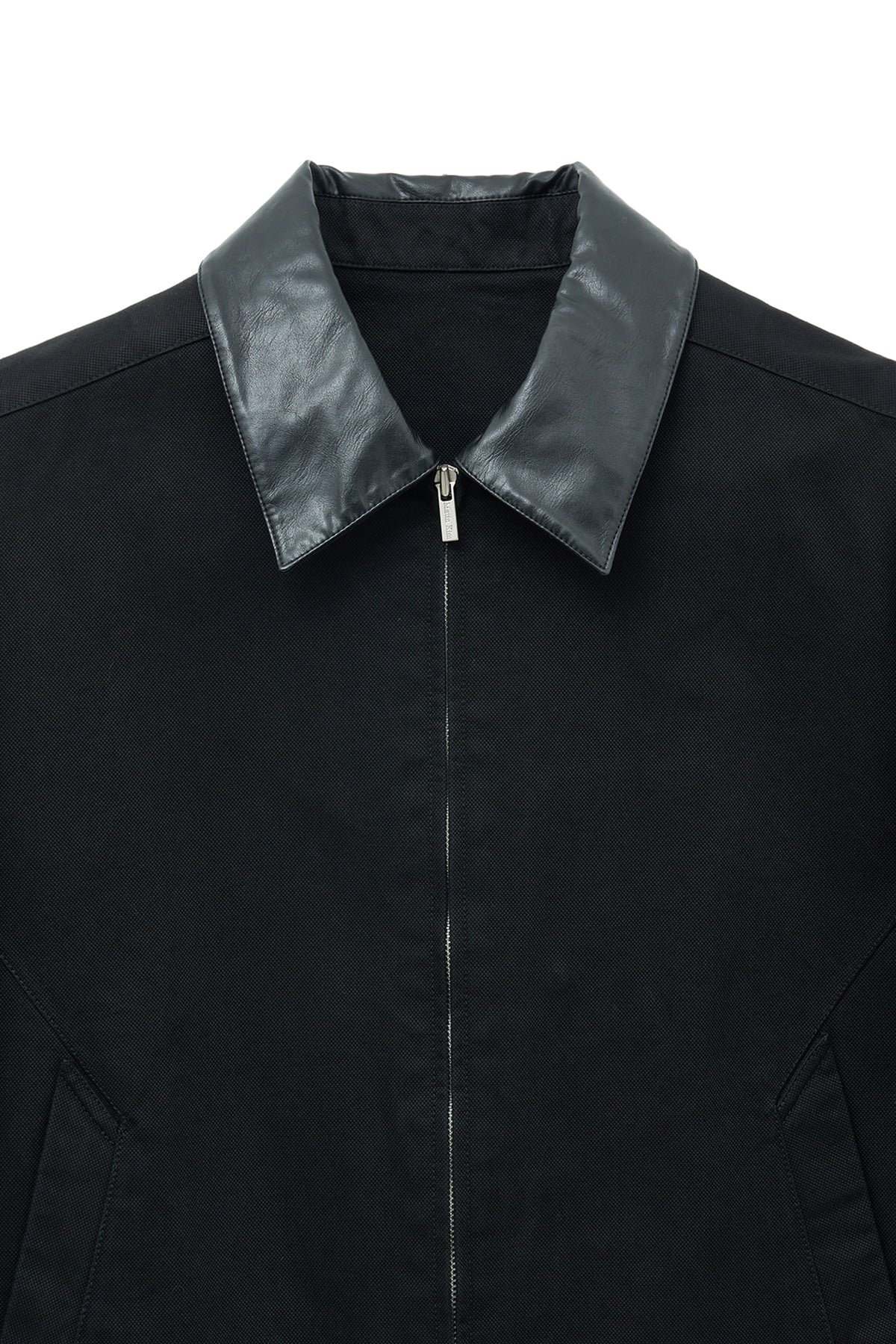 [matinkim] Leather Collar Point Work Jacket For Men IN Black