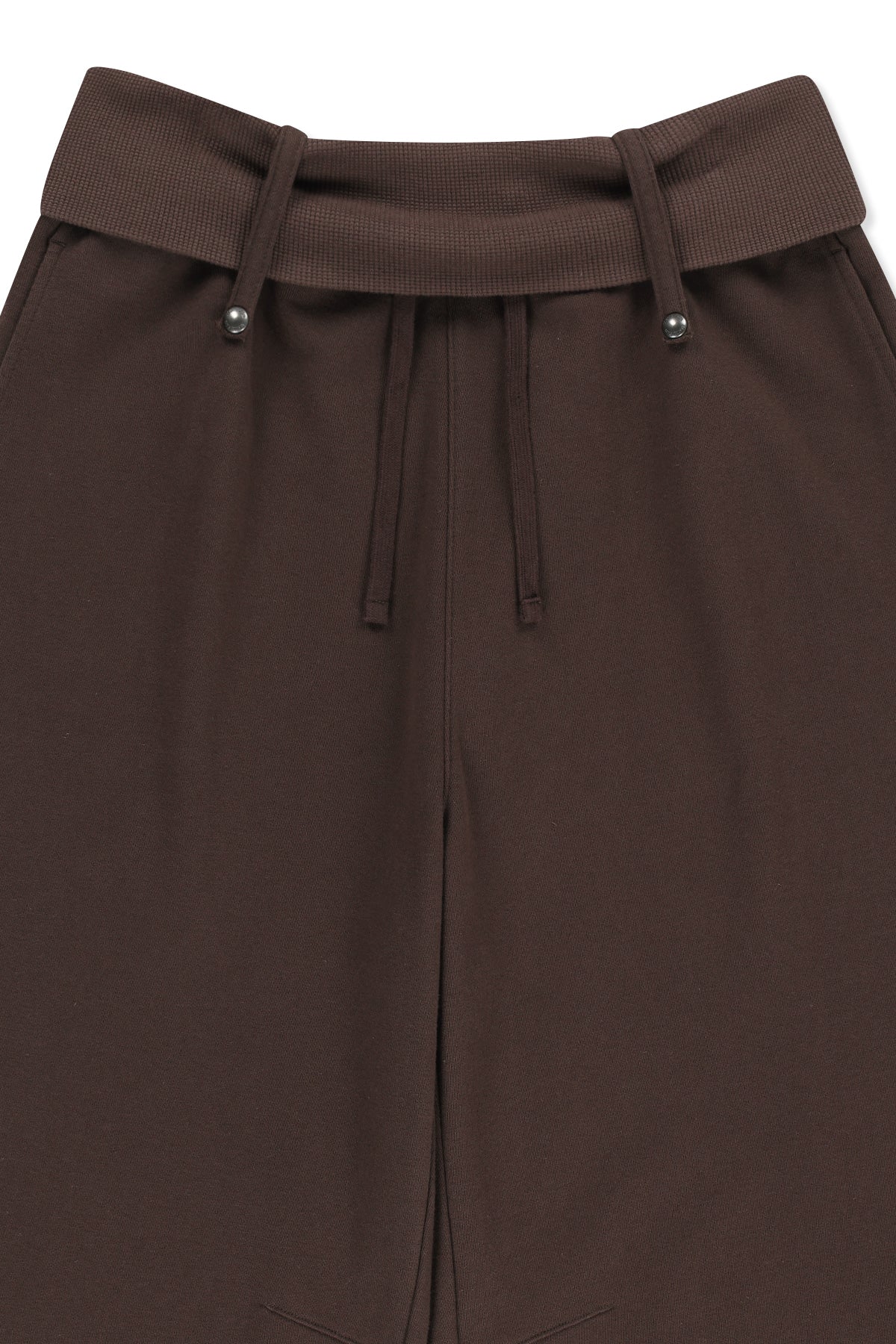 Matinkim Mixed Waffle Foldover Waist Jersey Pants IN Brown