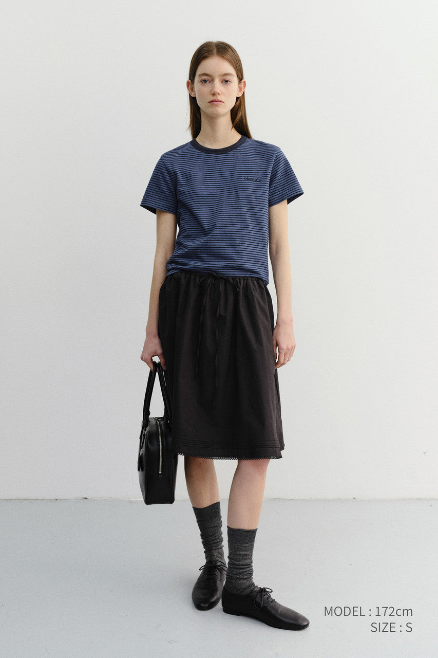 Dunst Essential Stripe Logo T-Shirt Blue Navy Stripe