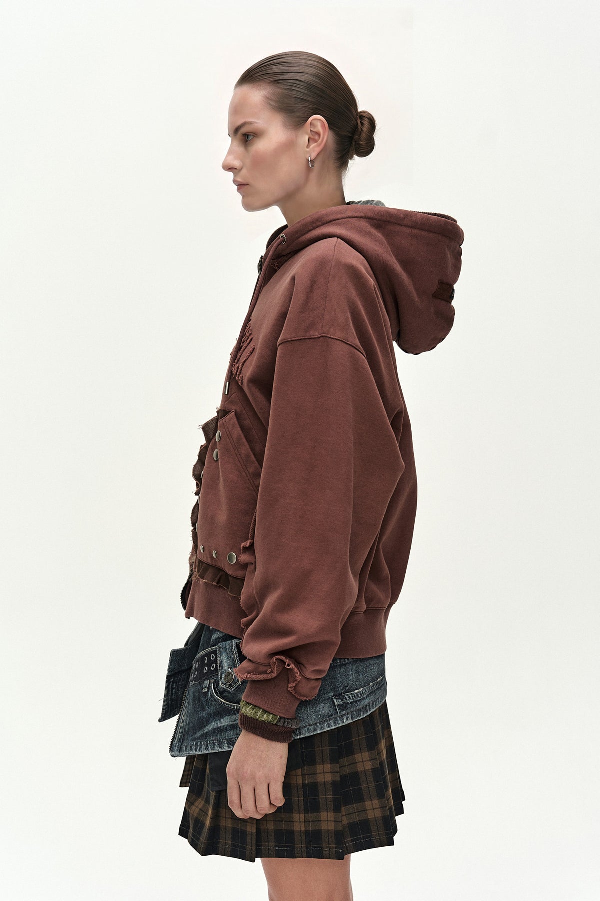 Andersson Bell Raw-Cut Studded Zip-UP Hoodie
