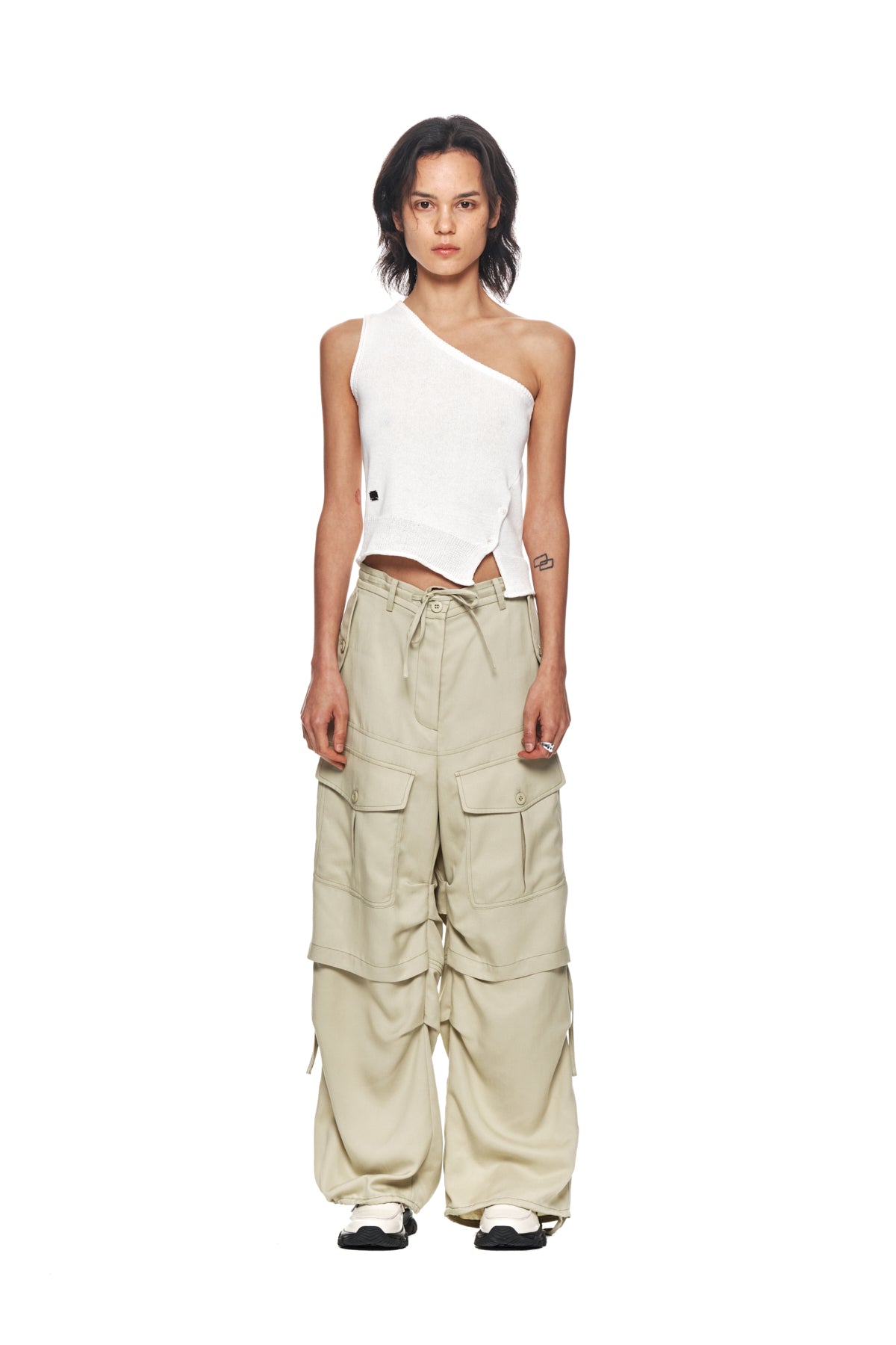 Matinkim Rayon String Cargo Pants IN Light Khaki