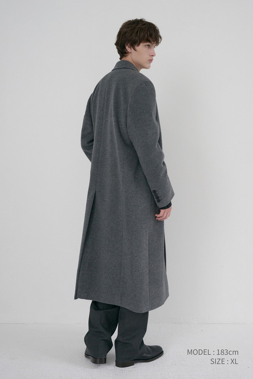 Dunst Unisex Tailored Double-Breasted Cashmere Coat Melange Grey