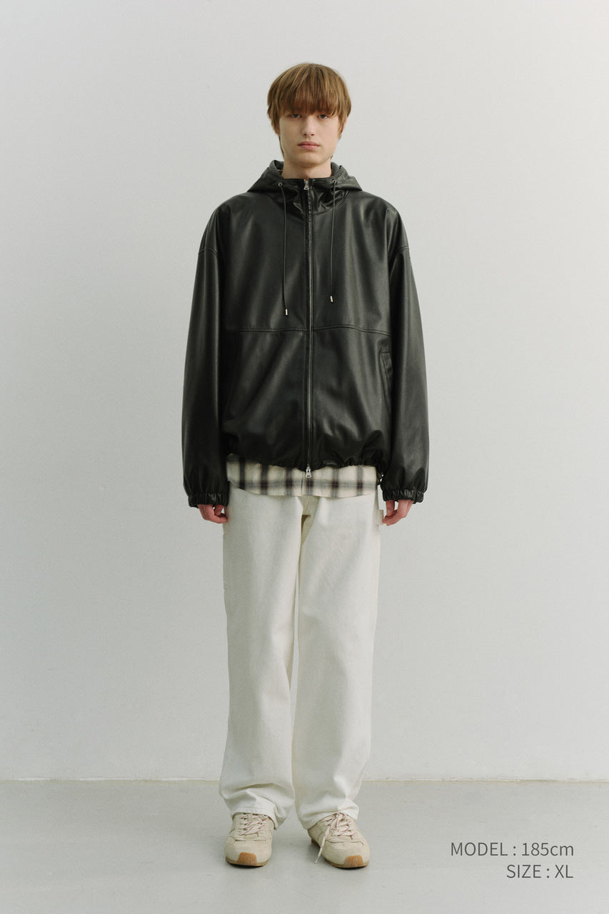 Dunst Unisex Leather Windbreaker Black