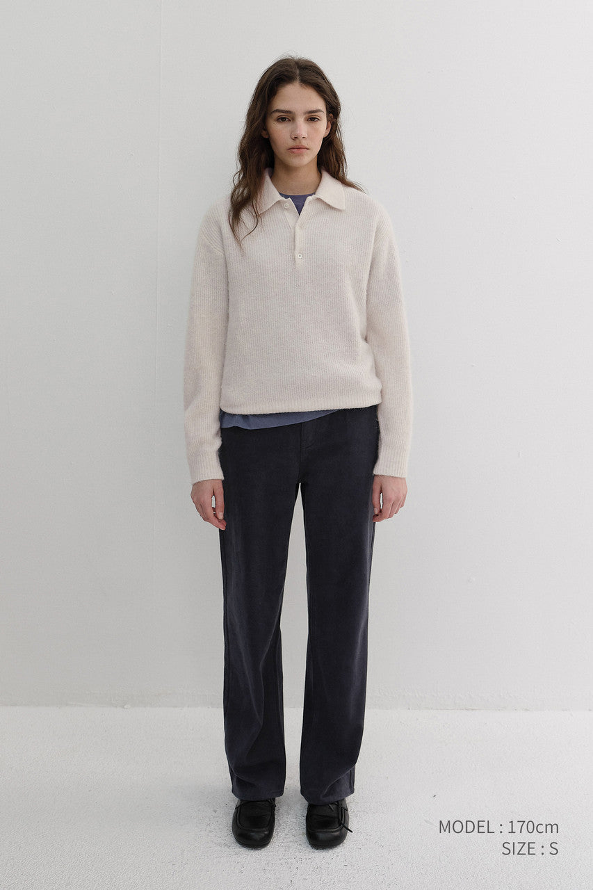 Dunst Unisex Hairy Collared Sweater Ivory
