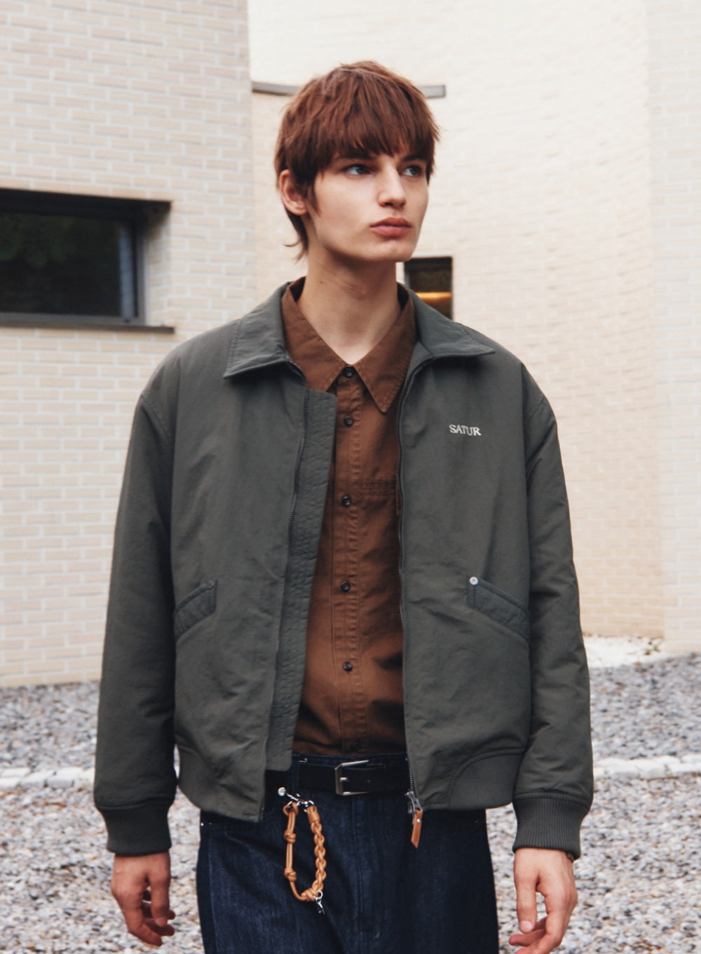 [satur] Synthetic Leather String Keyring - Brown