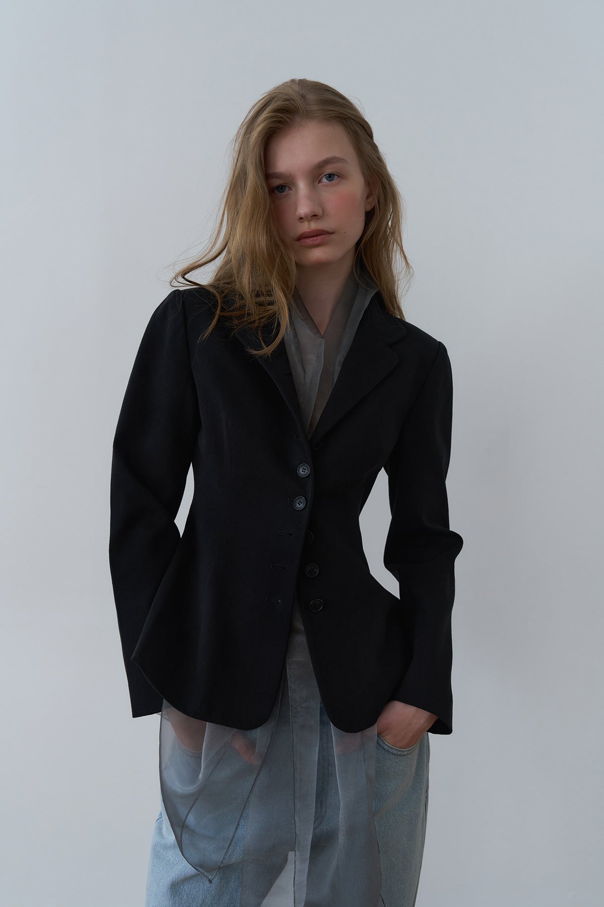 Overdueflair Cotton High-Neck Napoleon Jacket Black