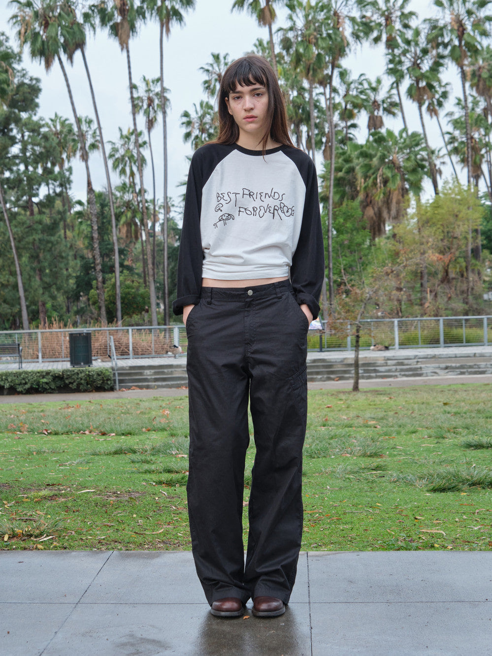 [Low Classic] Washed Cotton Pocket Pants_Black