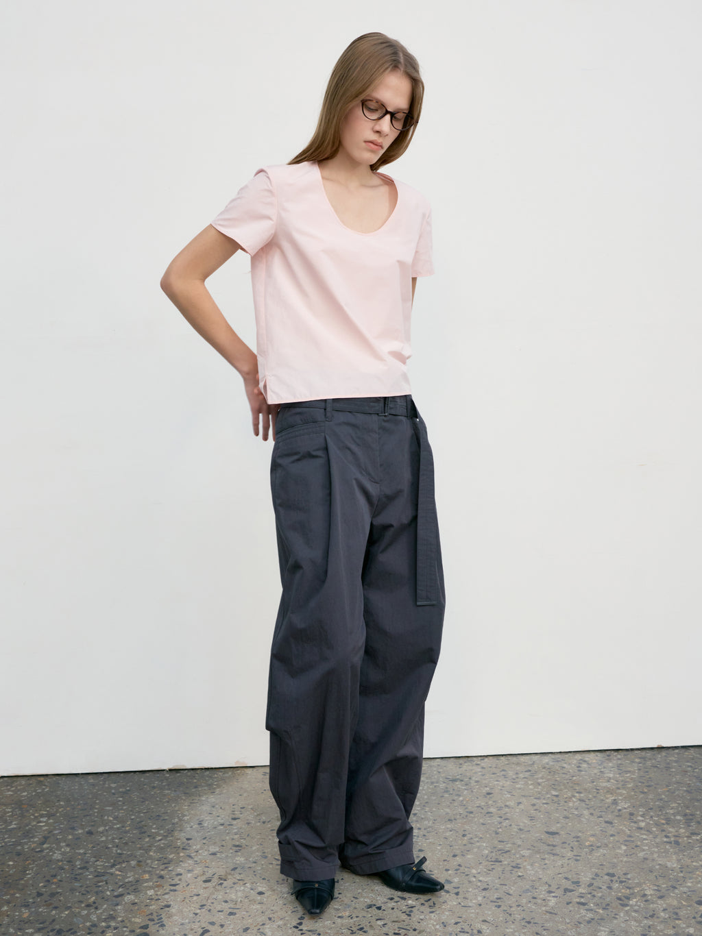 Low Classic Double Belt Point Pants Charcoal