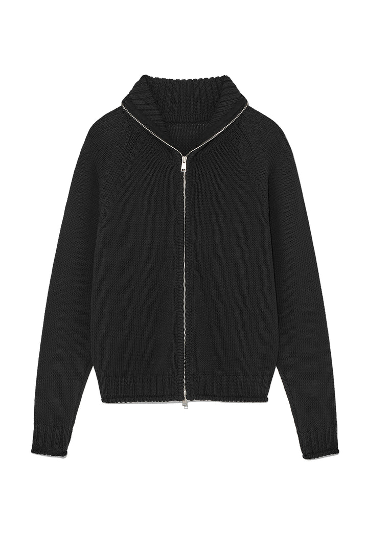 Matinkim Applique Logo Patch Knit Zip UP For Women IN Black