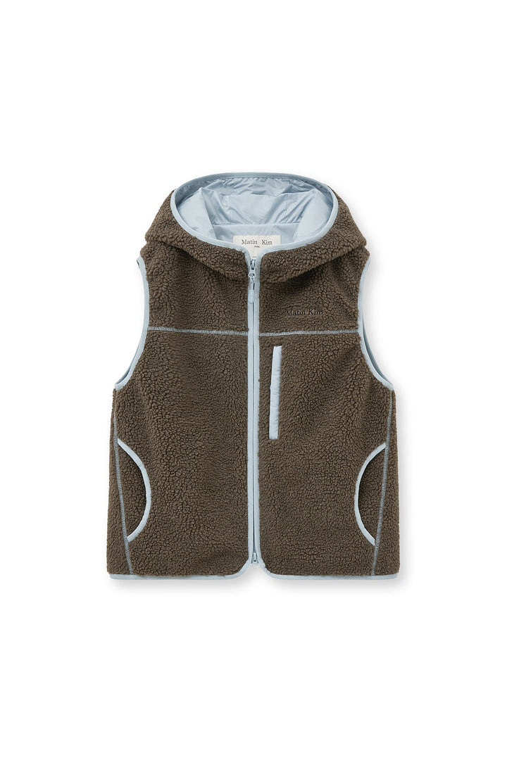 Matinkim Fleece Hoody Vest IN Dark Brown