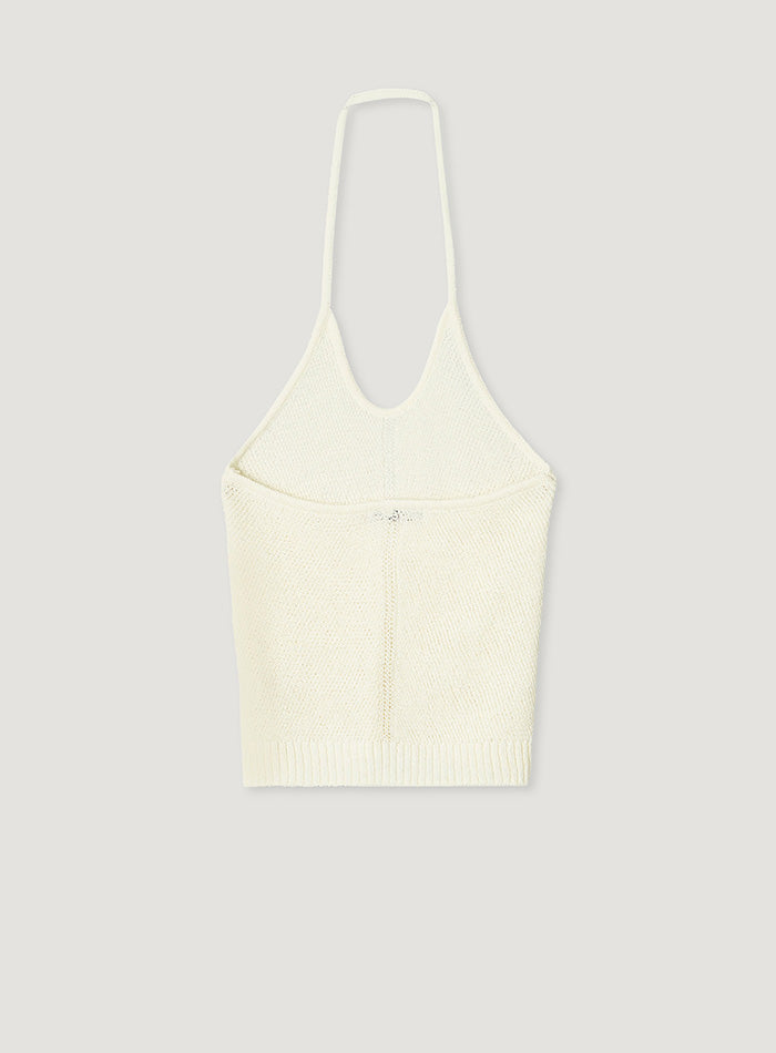 Mango Maniplease Konni Halter Knit Vest Pure Ivory