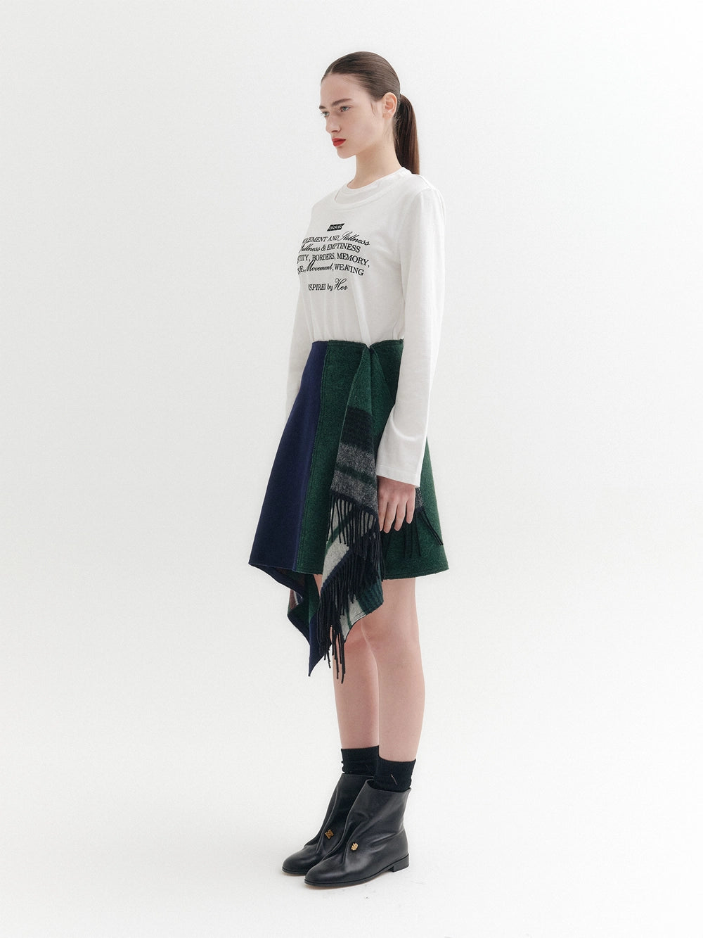 EENK Asymmetrical Midi Skirt - Green