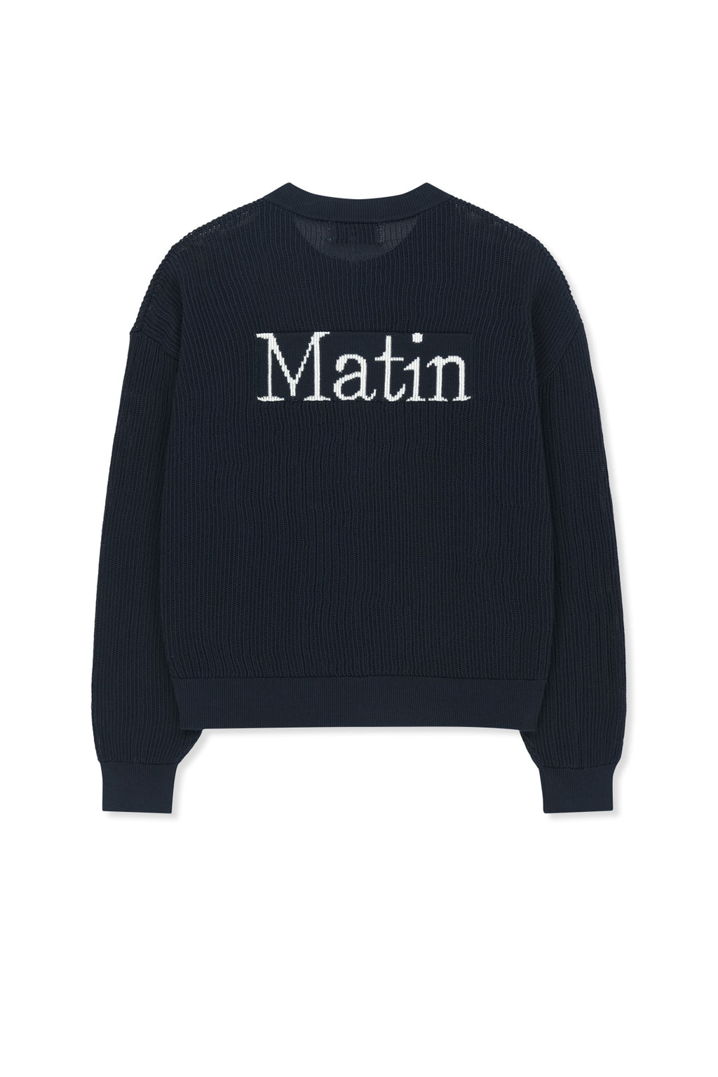 Matinkim Back Logo Jacquard Mesh Knit Zip UP IN Navy