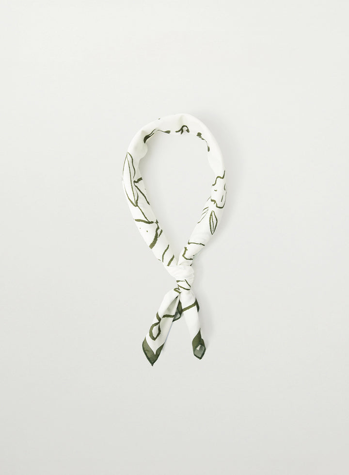 Satur Hand Drawing Graphic Scarf - Olive Green