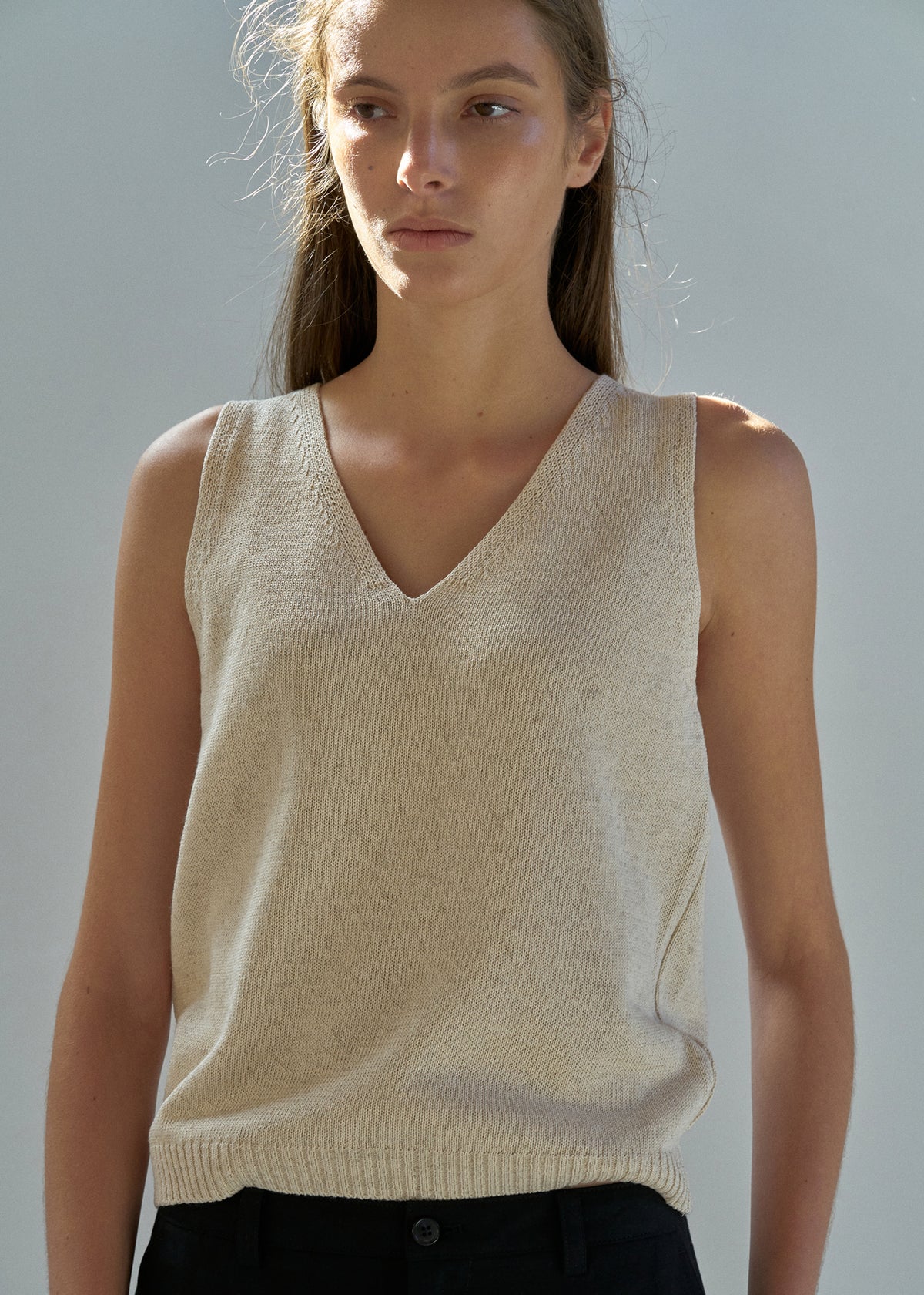 Nothing Written Paper sleeveless top (Oatmeal)