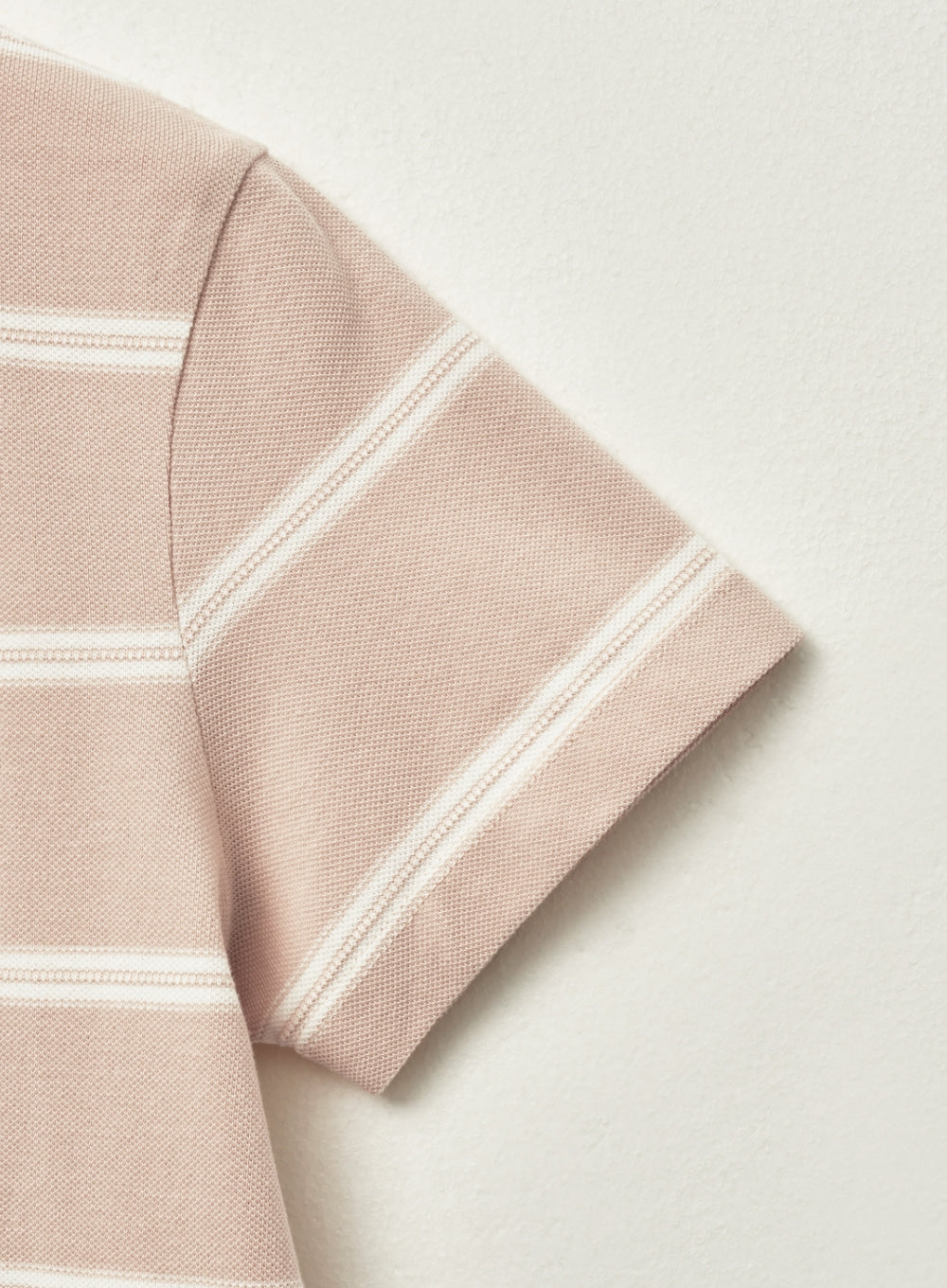 [satur] (W) Stripe Pique Polo T-Shirt - Light Pink