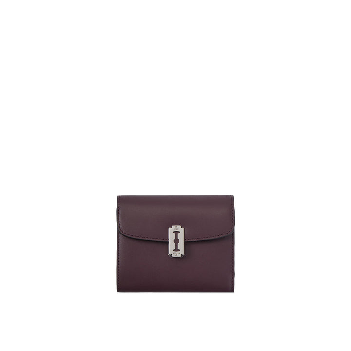 Vunque Semi Lune Tri-Fold Half Wallet Plum Burgundy