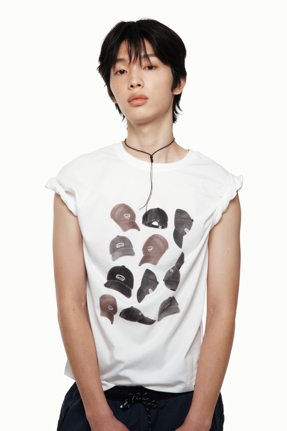 Emis Ball Cap Drawing T-Shirt-White