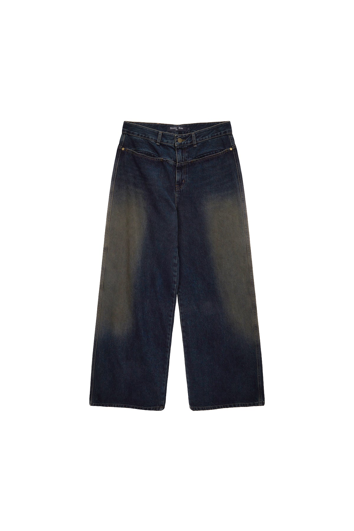 Matinkim Side Brush Washed Denim Pants For Men IN Navy