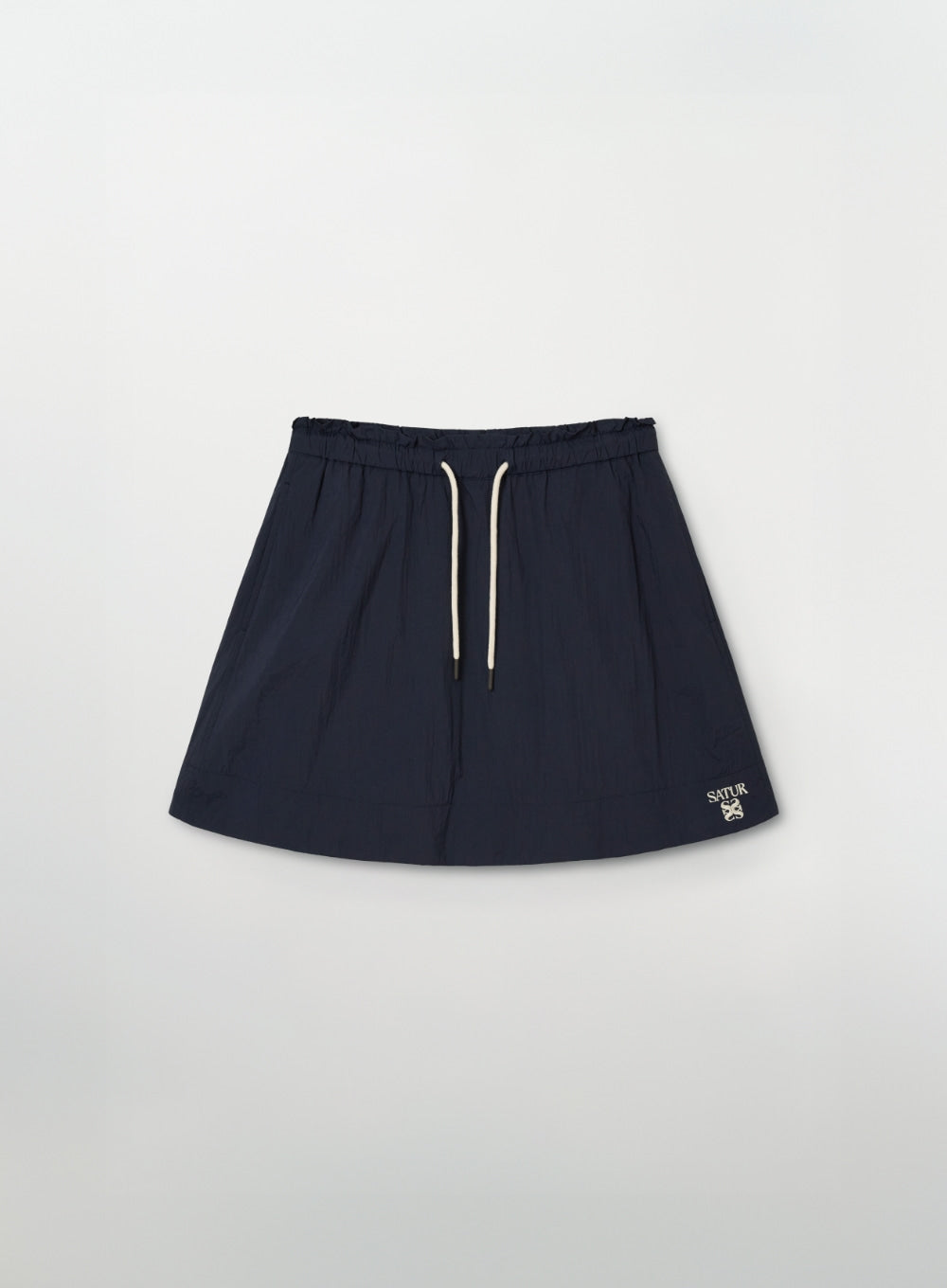 Satur Logo String Nylon Flare Skirt - Navy