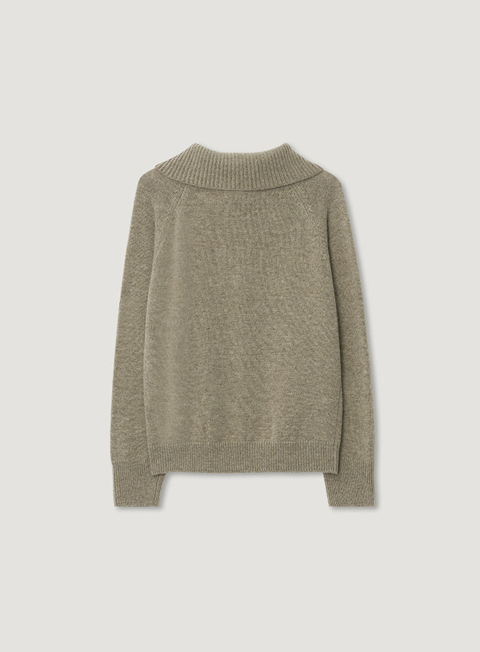 Mango Maniplease Aoi Half Zip Knit Ash Beige